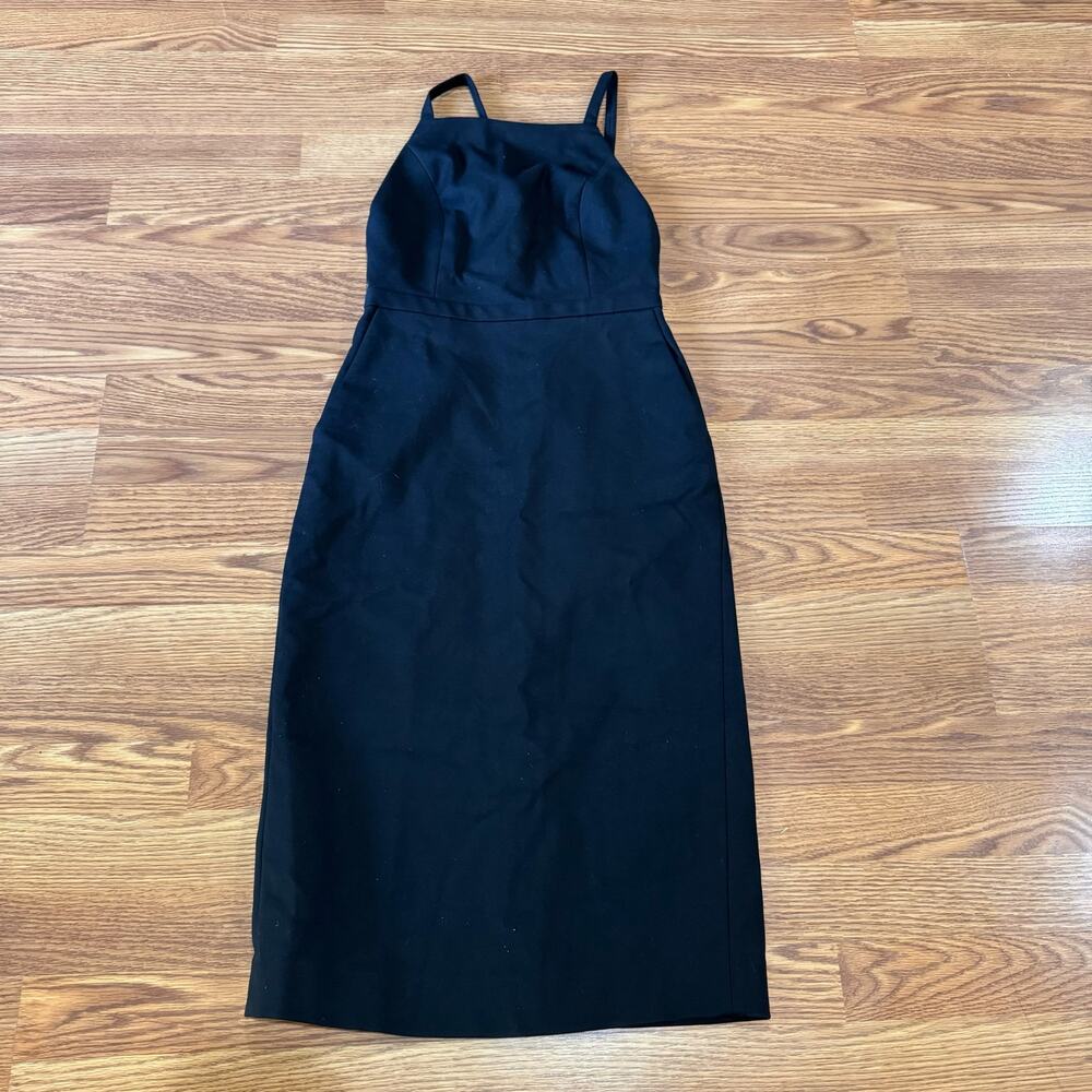 ba&sh Wondy Black Midi Dress Cotton Twill Belted Minimal Chic US 4 - Picture 9 of 15